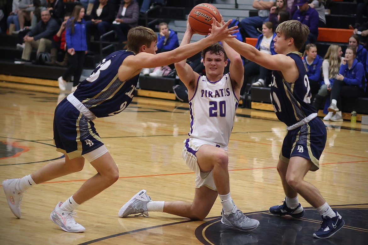 Polson senior Jarrett Wilson makes a play at the Frenchtown Tip-Off Tournament last weekend. (Jeremy Weber/Bigfork Eagle)