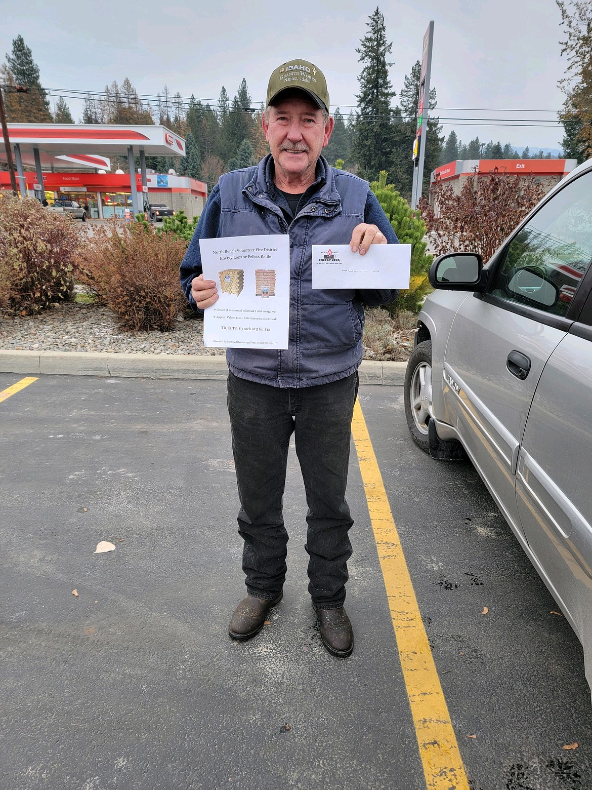 Bob Riddle is the winner of the North Idaho Energy pellets or energy logs from the NBVFD raffle.