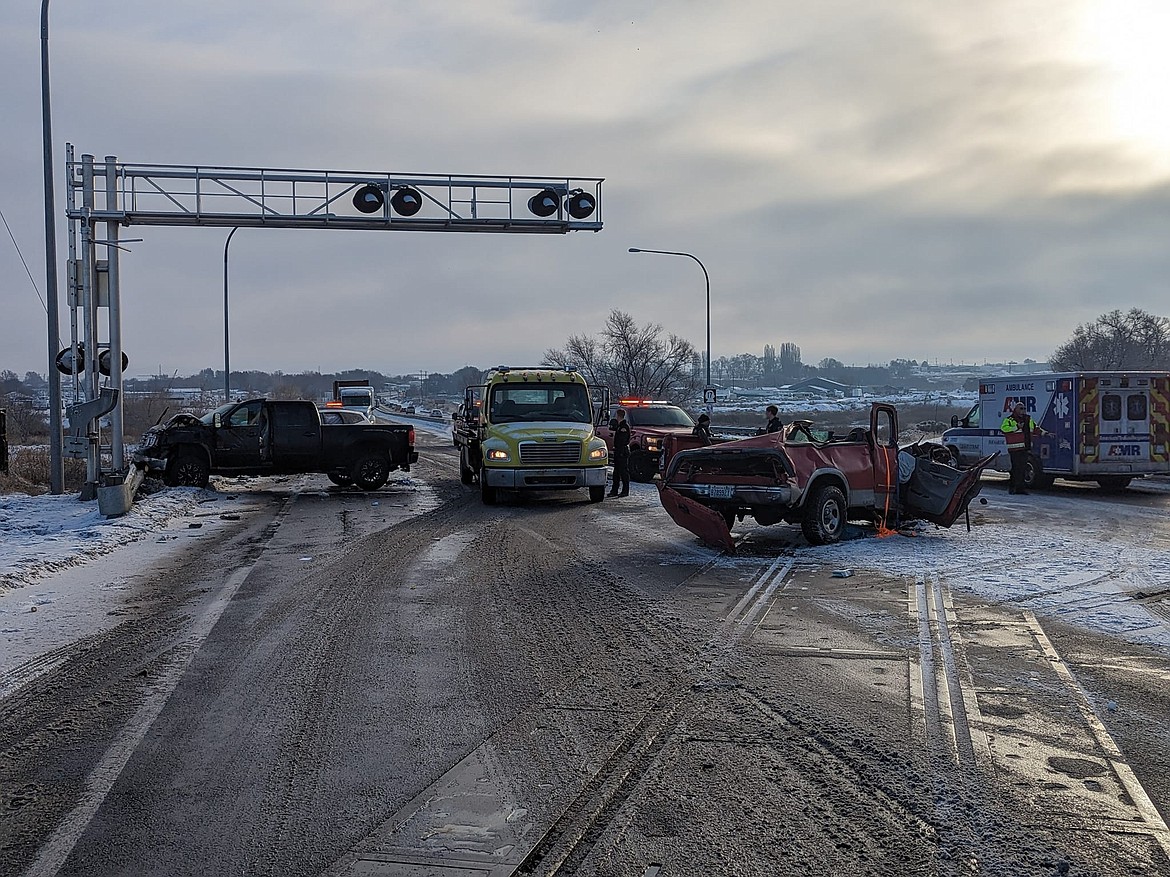 Local law enforcement agencies - in cooperation with other first responders - have been busy since the initial snow of the season fell a few weeks ago. They have repeatedly asked the public to slow down and use caution on icy roads as accidents, such as the one shown here, have caused injuries and deaths around the Basin in recent weeks, a trend that ties up officers that could be patrolling to prevent crimes. The accident above did not lead to any fatalities, but at least one man was removed from his vehicle using the jaws of life.