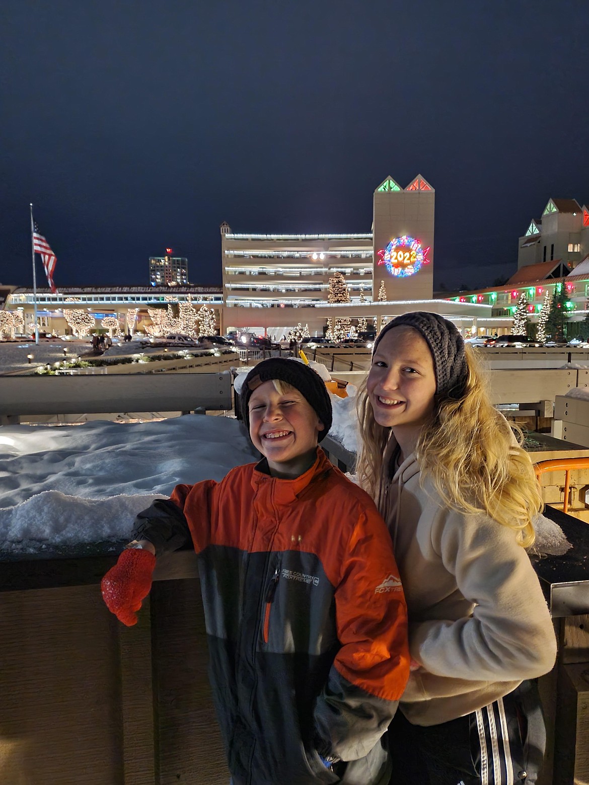 "My kids Amber and Malachi Christiansen in front of the Coeur d'Alene Resort. (photo by Michelle Christiansen)