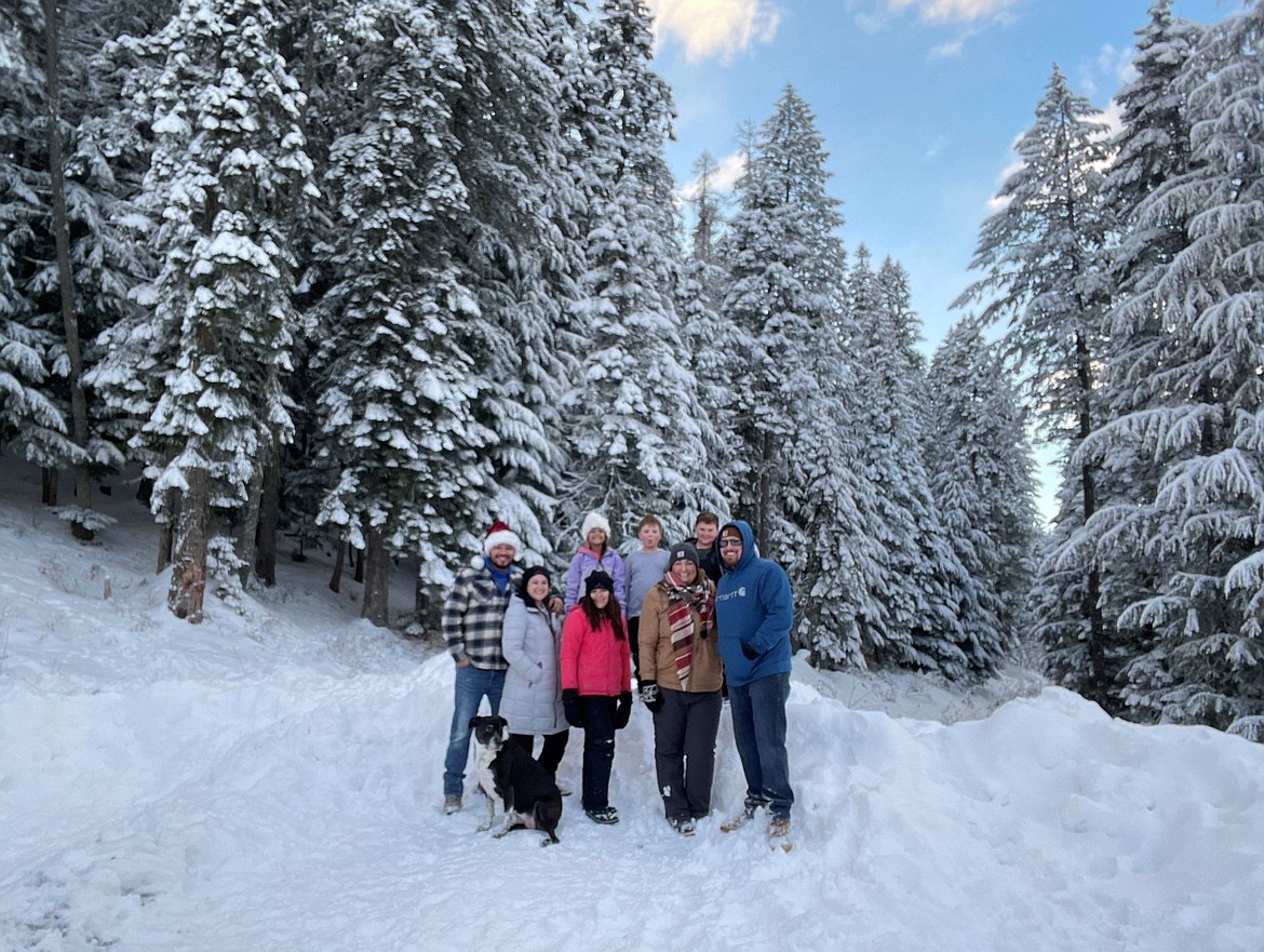 Holiday and winter fun in North Idaho- sledding on top of the Fernan Saddle. The Starkey Family (Erika, Justin, Ryker (8), Carver (7)) and the Morton family (Carli, Zac, Macie (12), Danicka (8)). (Photo by Erika Starkey)