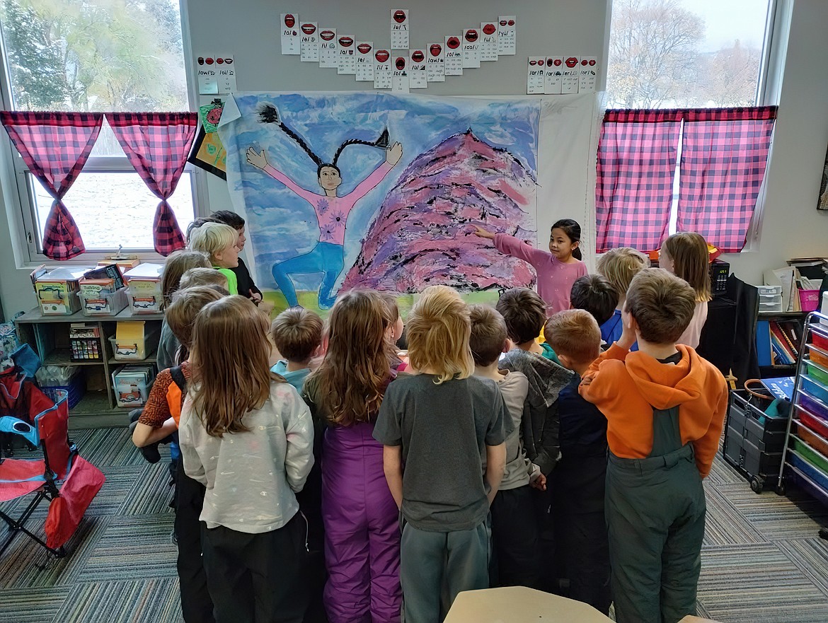 Chloe's classroom presentation of her artwork at Plains Elementary. (Tracy Scott/Valley Press)