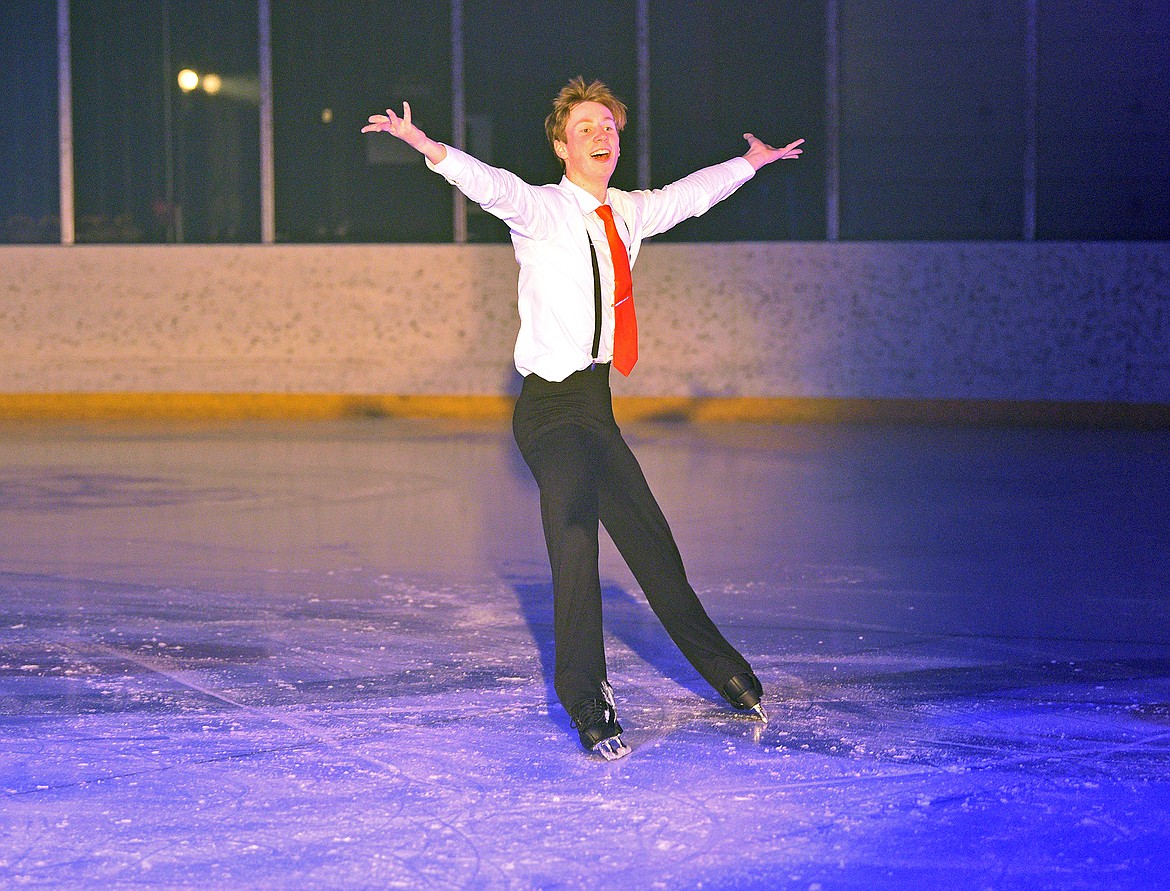 Vaughan Irwin performs during the Glacier Skate Academy show 'Winter Wonderland on Ice' at the Stumptown Ice Den on Saturday. (Whitney England/Whitefish Pilot)