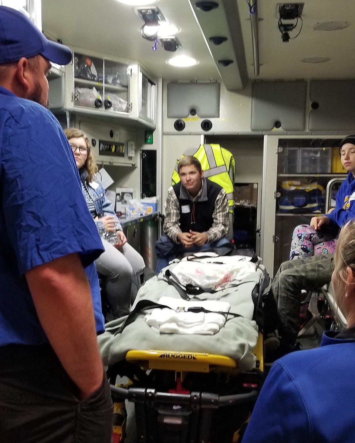 Cody Sentell and Kasey Kim of the Libby Volunteer Ambulance Service taught area teens about their work in the community on Dec. 15. (Photo courtesy Jerica O'Neil)