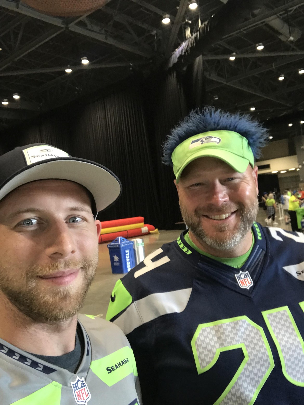 Distribution Manager Chris Richardson, left, and his father, and CBH General Manager Bob Richardson at a recent Seahawks game. Many of the staff at the paper are natives and appreciate the lifestyle offered by the Columbia Basin where folks treat people like family whether they're blood related or not.