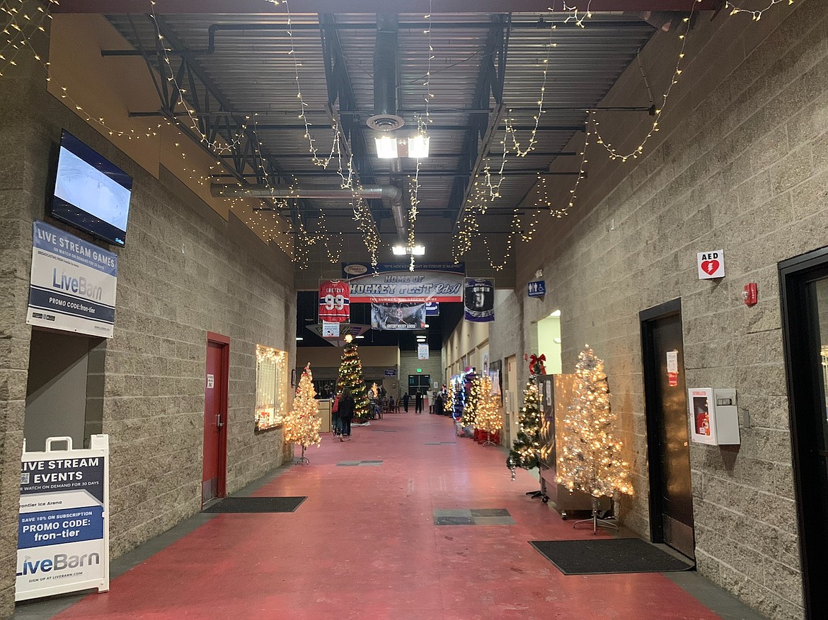 The decorated entryway at Frontier Ice Arena.