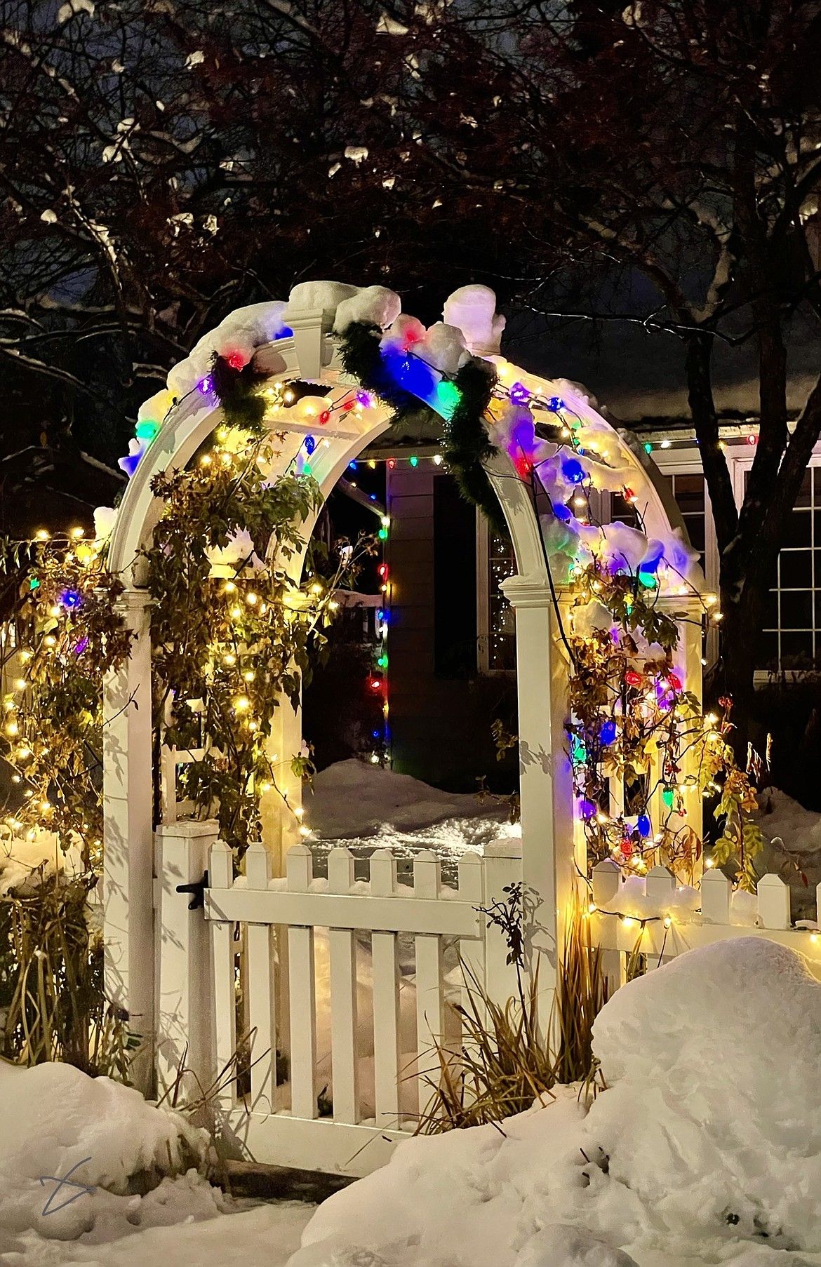 A snowy gate in Sander’s Beach. (Photo by Judith Yancey)