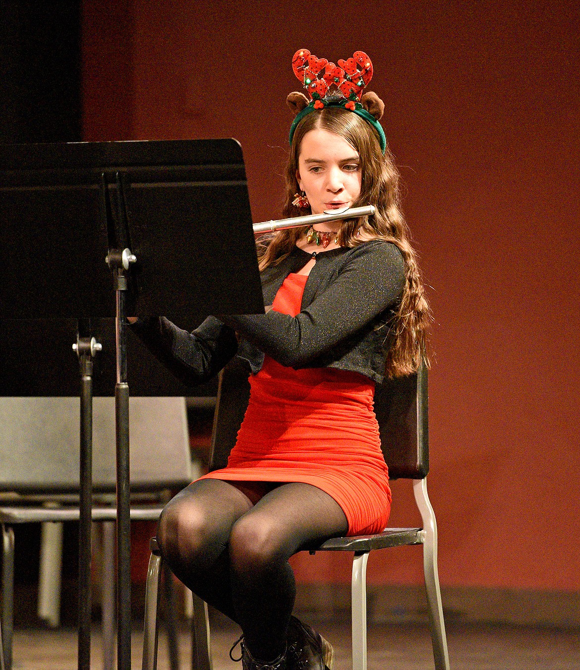 Sophie Douglas performs at the Whitefish High School and Middle School Winter Concert at the Performing Arts Center on Dec. 13. (Whitney England/Whitefish Pilot)