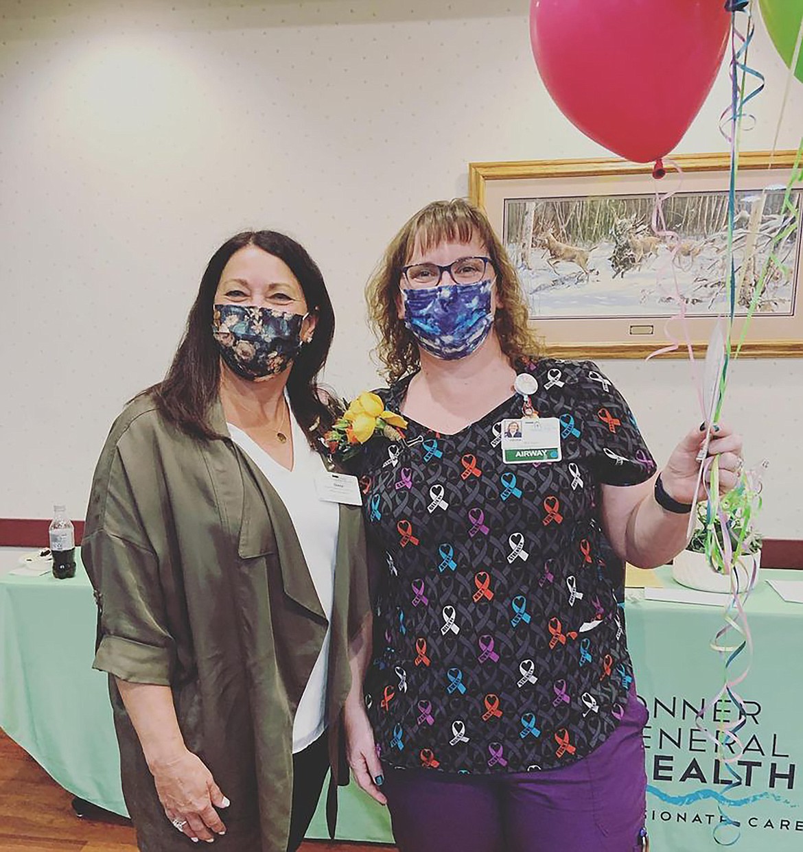 Jaime Martinez, right, was named BGH Employee of the Year. Co-workers praised the cardiopulmonary and ICU manager, who is pictured with Bonner General CEO Sheryl Rickard, was nominated for the award for her leadership, support and dedication to BGH patients and co-workers.