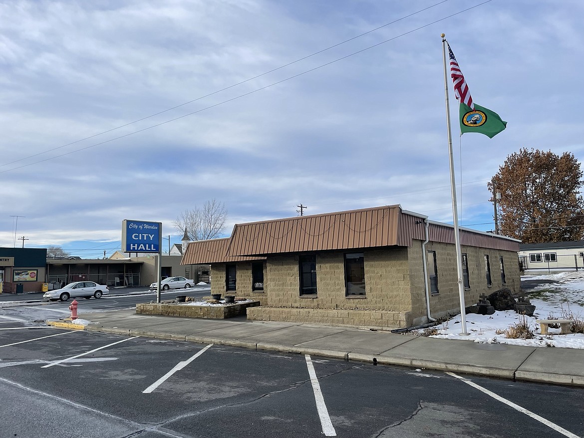 Warden City Hall on Wednesday morning. The city budgeted $13,000 for snow removal in 2022, and has spent about half of that, according to City Administrator Kristine Shuler.