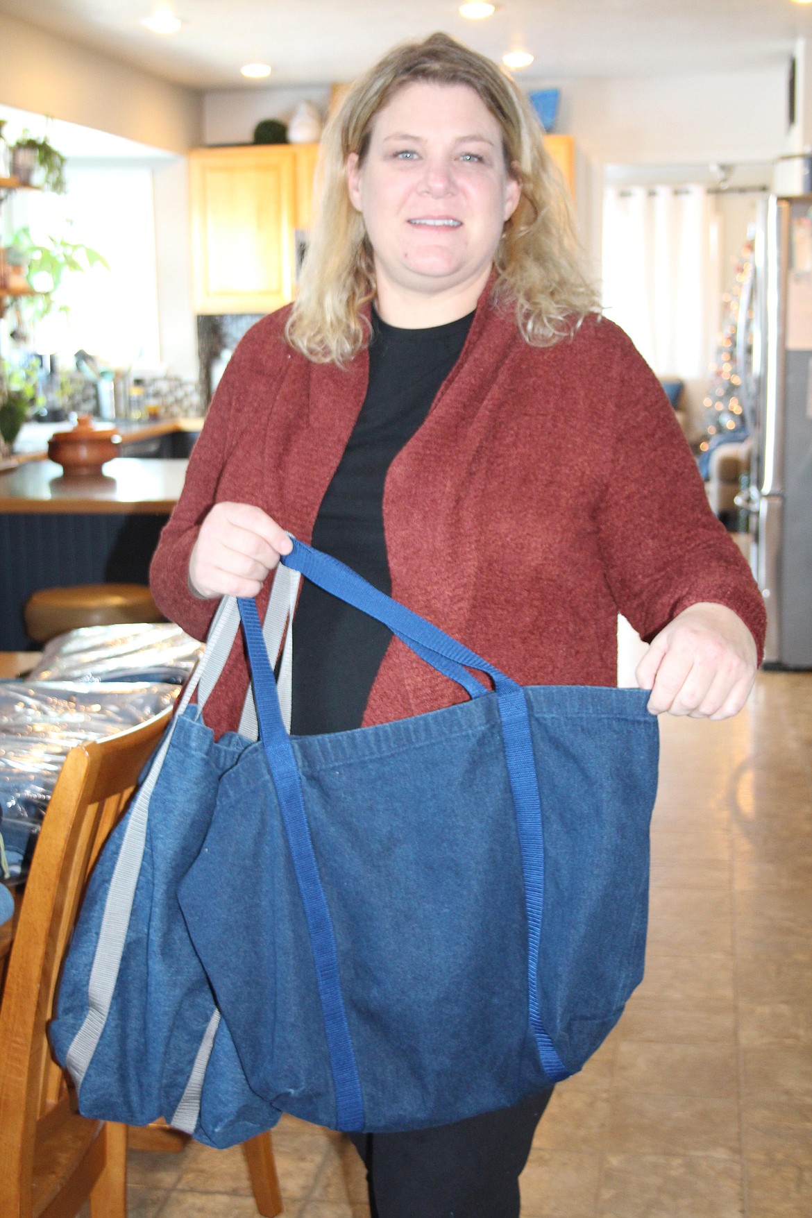 Keri Perez said she wants to branch out a little bit, from quilts to other projects like tote bags, but she still plans to keep recycling old jeans in all her projects.