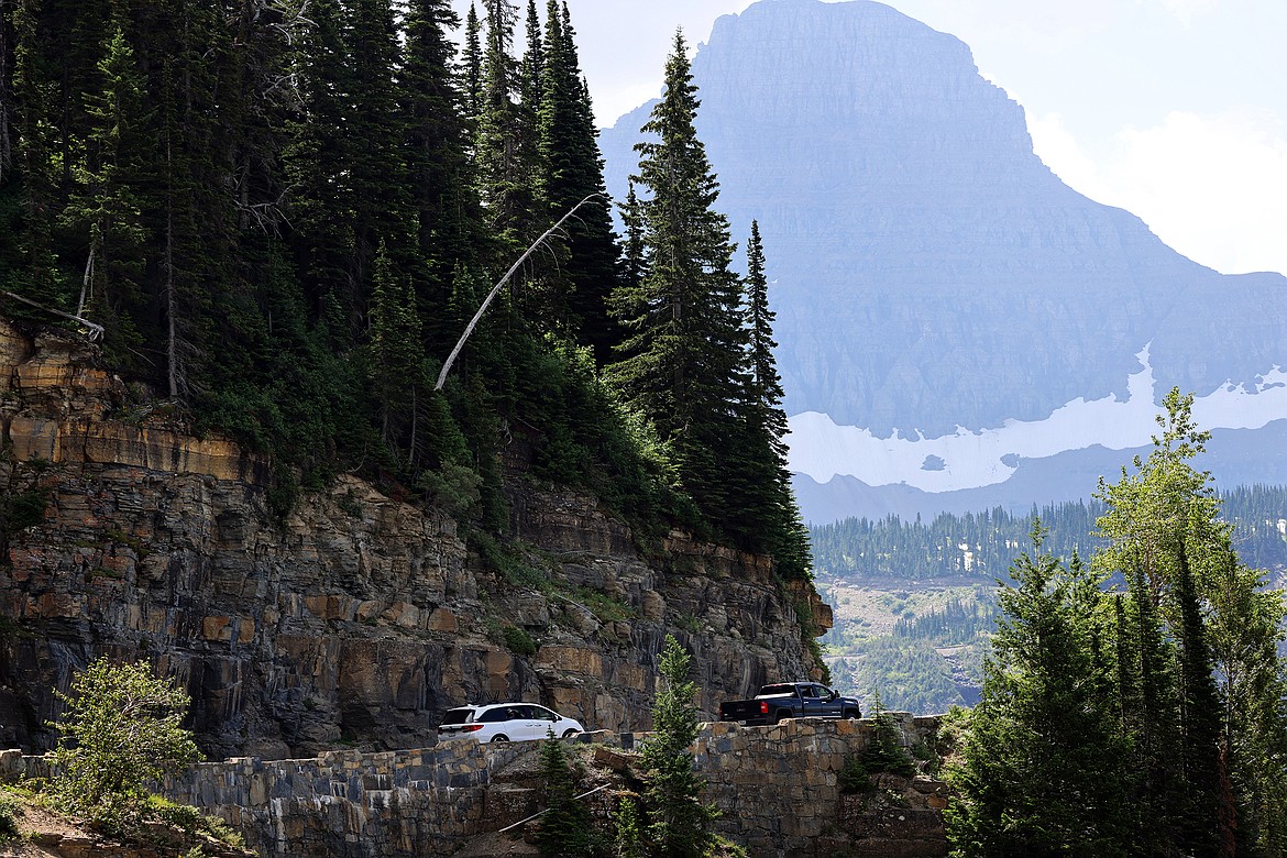 Vehicles travel the Going-to-the-Sun Road during the summer of 2022. (Jeremy Weber/Daily Inter Lake)