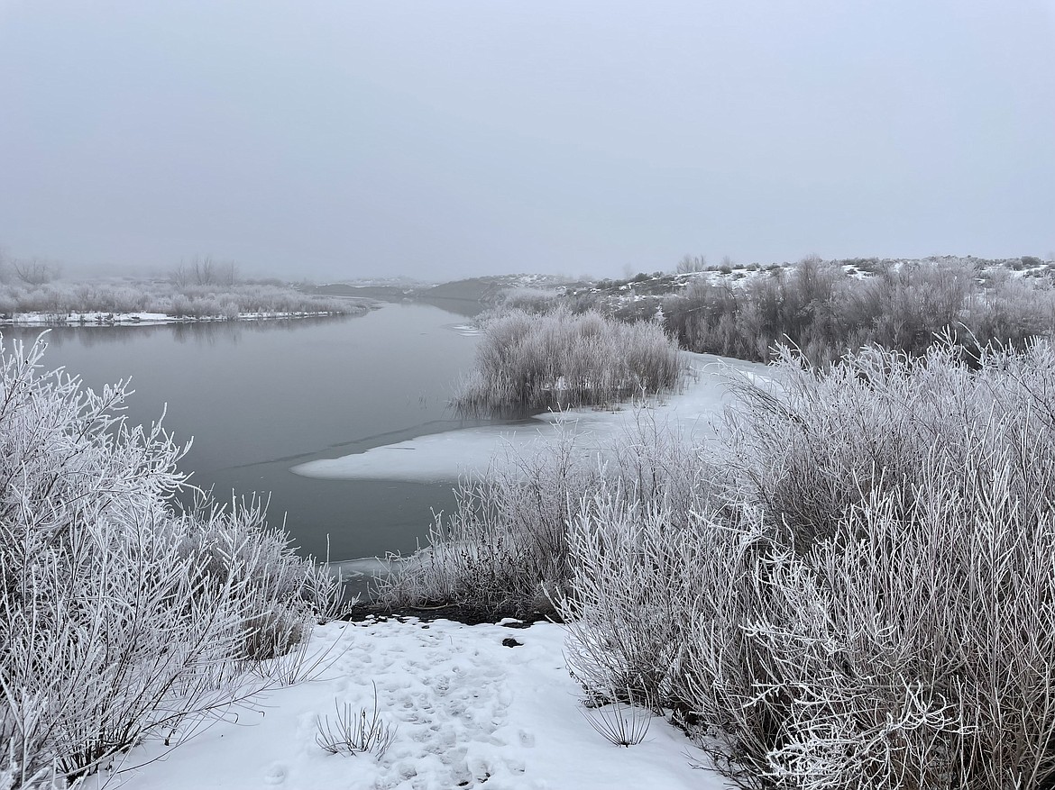 The frost and ice-covered shore of Moses Lake not far from the Moses Lake Sand Dunes in January 2022. New rules issued by the U.S. Environmental Protection Agency on Friday will expand the definition of “waters of the United States” subject to regulation by the 1972 Clean Water Act.