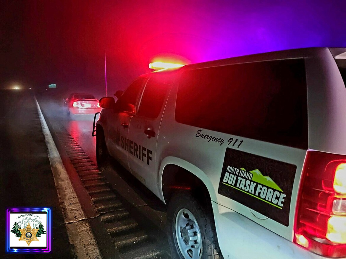 A Shoshone County Sheriff's Office patrol vehicle in a traffic stop during the most recent North Idaho DUI Task Force operation this last weekend.