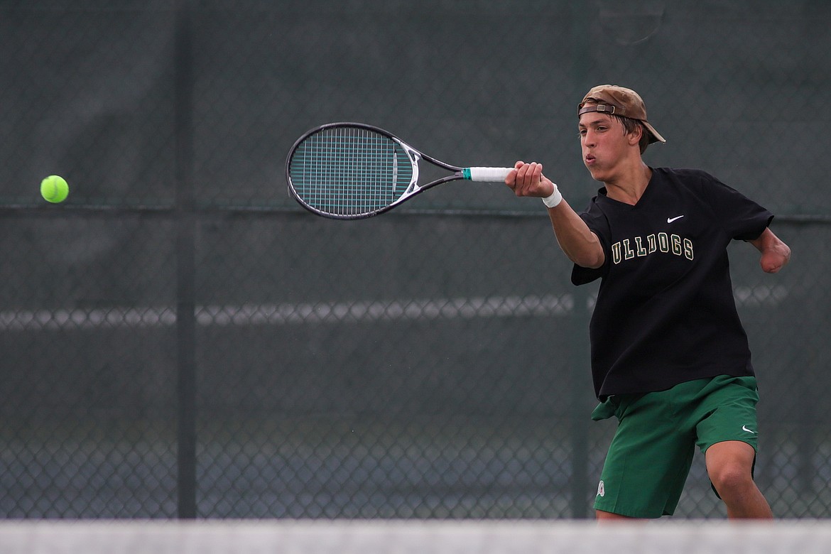 Whitefish's Joe Brandt returns a serve. (JP Edge/Hungry Horse News)