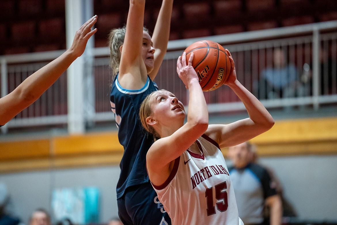 Photo courtesy of NORTH IDAHO COLLEGE
North Idaho College guard Addie Kiefer goes up for a shot in the fourth quarter of NIC’s 62-46 win over Columbia Basin College at Rolly Williams Court on Wednesday.