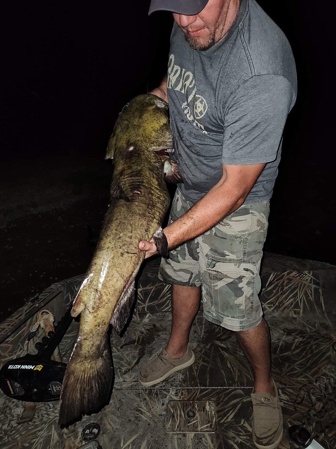 Homedale angler Jared Holt  reeled in the biggest catch-and-release flathead catfish on state record.