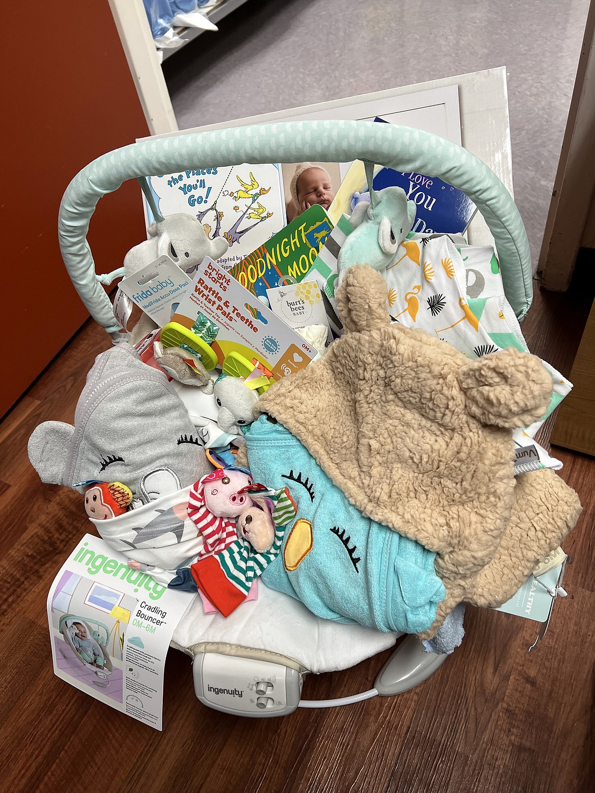 A gift basket from the Bonner General Health Foundation was presented to Andrea Marcoccio and Kennden Culp, after their new daughter, Delaney Lynn, was born on Jan. 1. She is the first baby born in Bonner County for 2023.