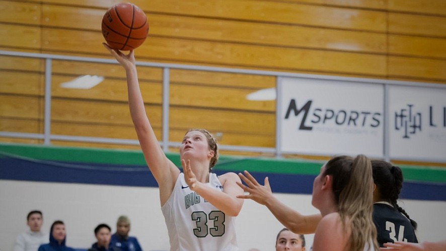 Big Bend's Ambra Hacker led the Lady Vikings with 34 points in their 71-69 win over the Community Colleges of Spokane on Saturday.