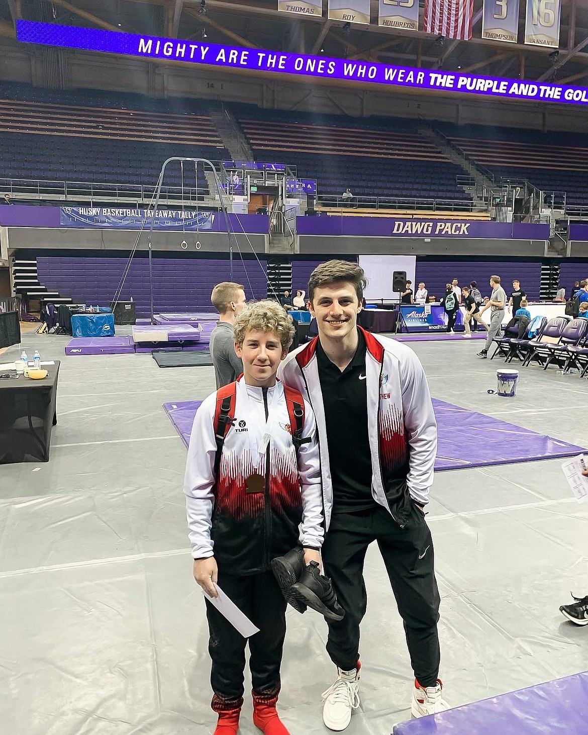 Courtesy photo
Avant Coeur Gymnastics Level 4 Ricky Parker at the Washington Open in Seattle with coach Matt Auerbach.