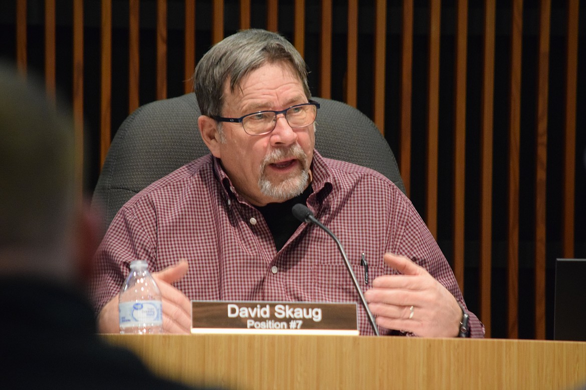 Moses Lake City Council Member David Skaug speaks at the Moses Lake City Council meeting Tuesday.