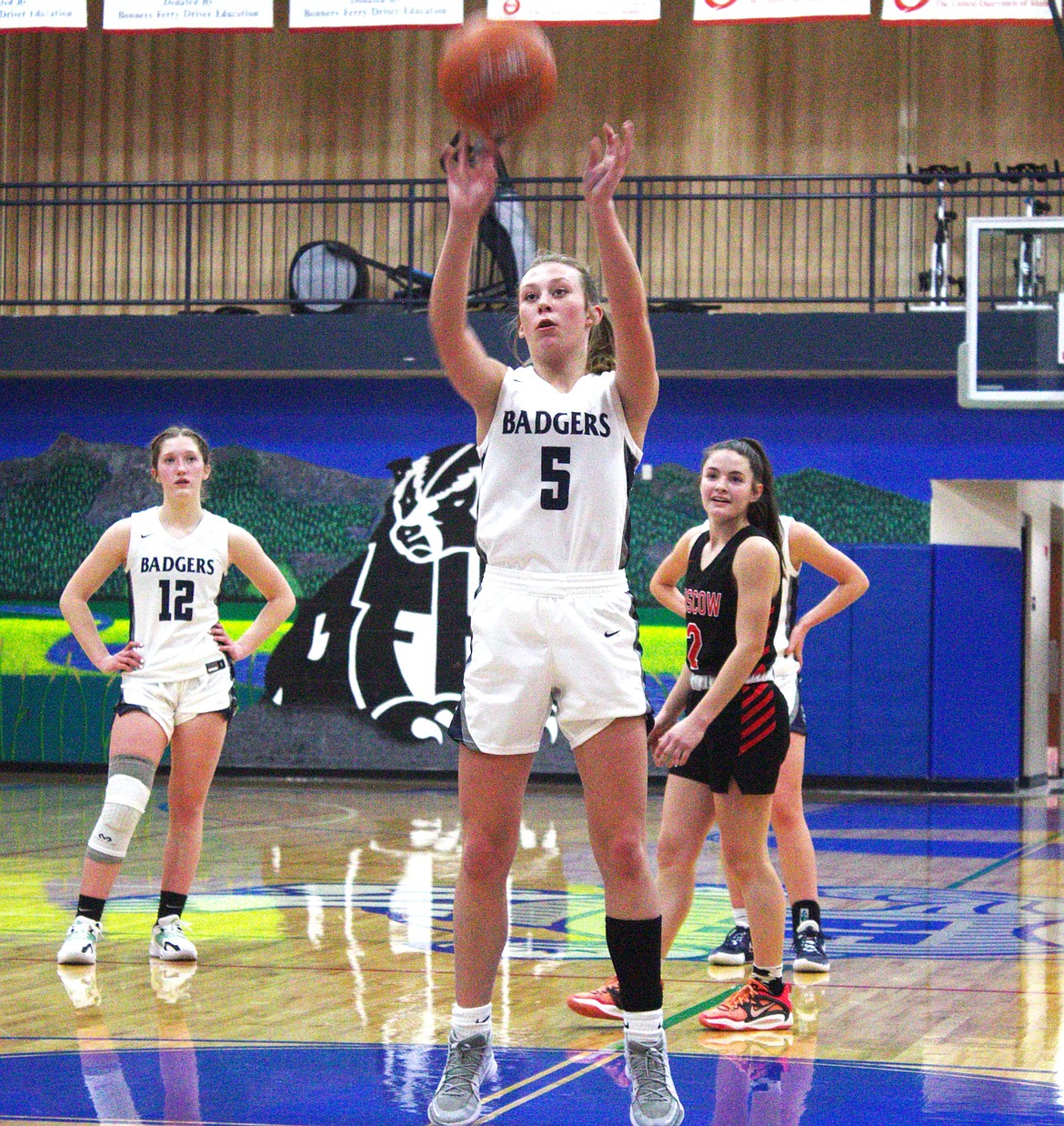 Rylie Kimball at the free throw line for the Badgers against Moscow on Jan. 9.