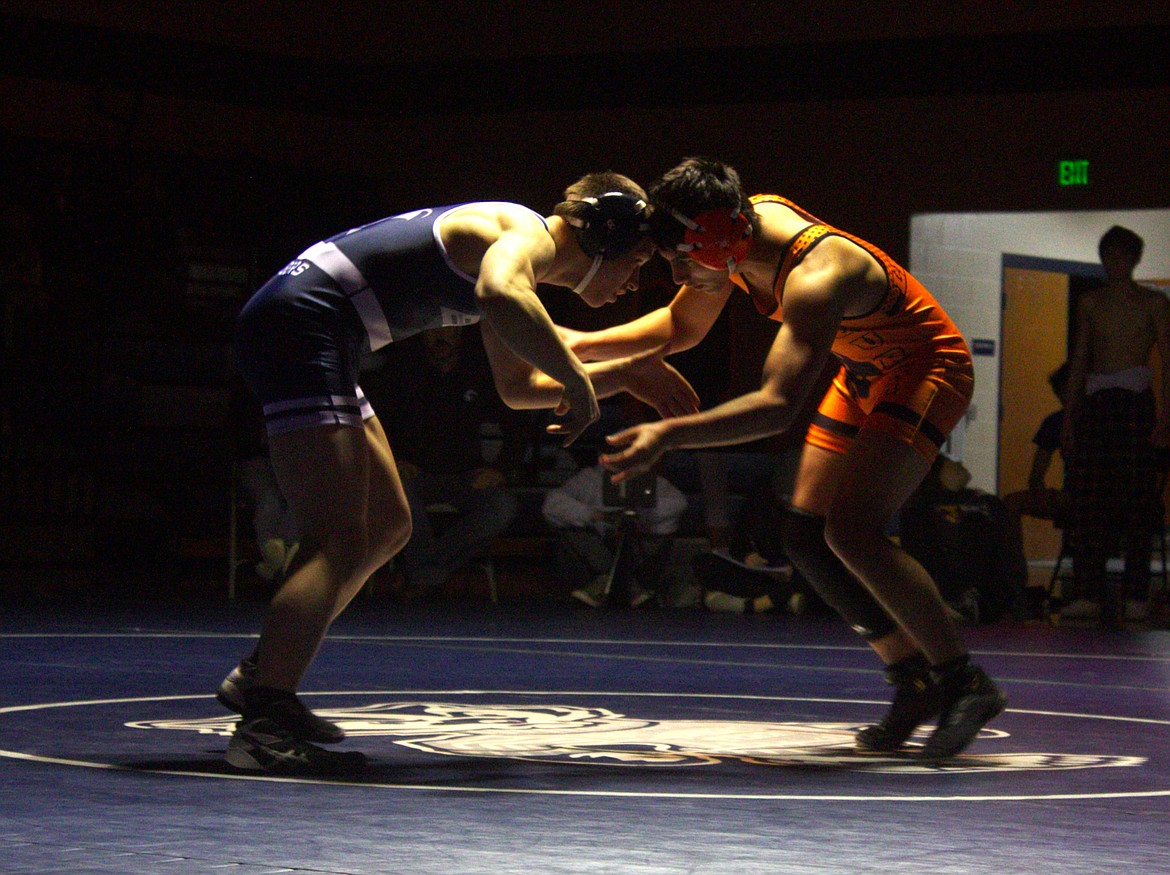 Porter Blackmore faces off against Lincoln County High School opponent on Jan. 12.
