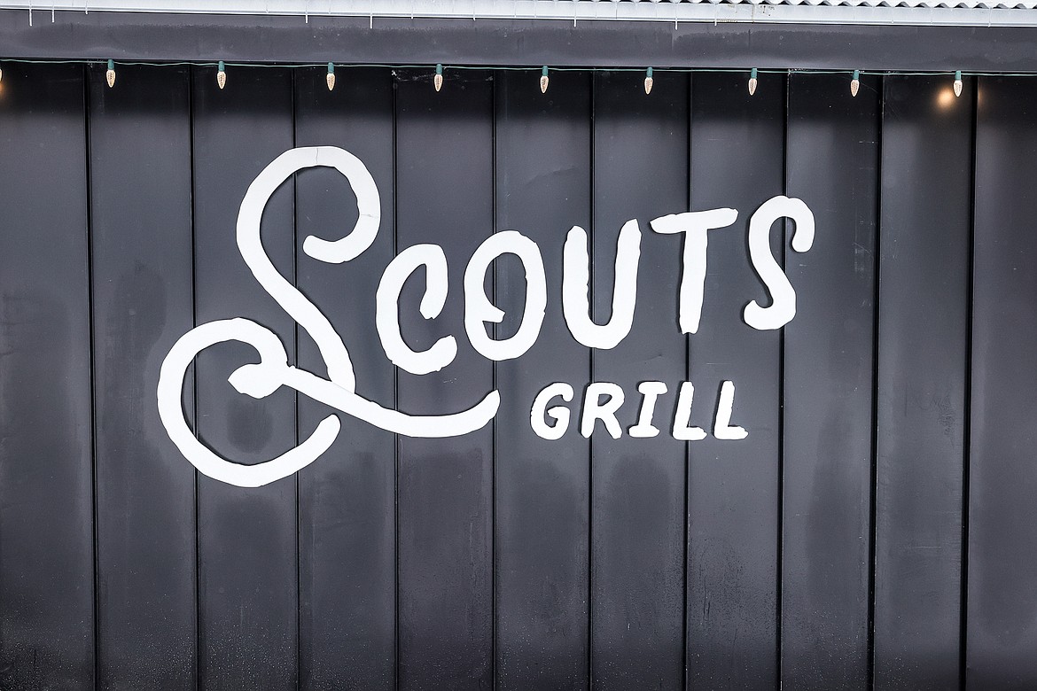 Scouts Grill's logo on the side of their new building, now open on Highway 40. (JP Edge photo)