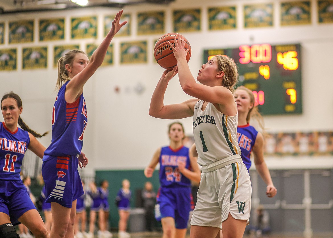 Bulldogs senior Brooke Roberts takes a shot at home on Thursday. (JP Edge/Hungry Horse News)