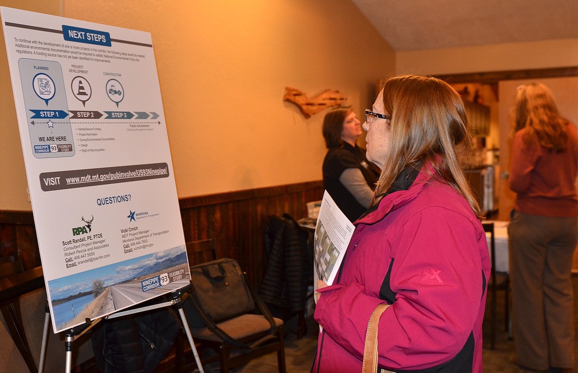 Area residents dropped by Ninepipes Lodge last Wednesday to learn more about the Department of Transportation's latest proposal for the Hwy. 93 Ninepipe Corridor. (Kristi Niemeyer/Lake County Leader)