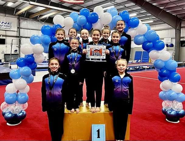 Courtesy photo
Members of the GEMS Athletic Club bronze level team competed at the Winter Spirit gymnastics meet Jan. 7-8 in Clarkston, Wash. In the front Ani Hall and Ellie Batchelder; second row from left, Selah Batchelder, Faith Robertson, Katelyn Clark and Racine Dudley; and back row from left, Annabeth Gambrino, Ava Wittman, Riley Krebs and Nora Maddox.