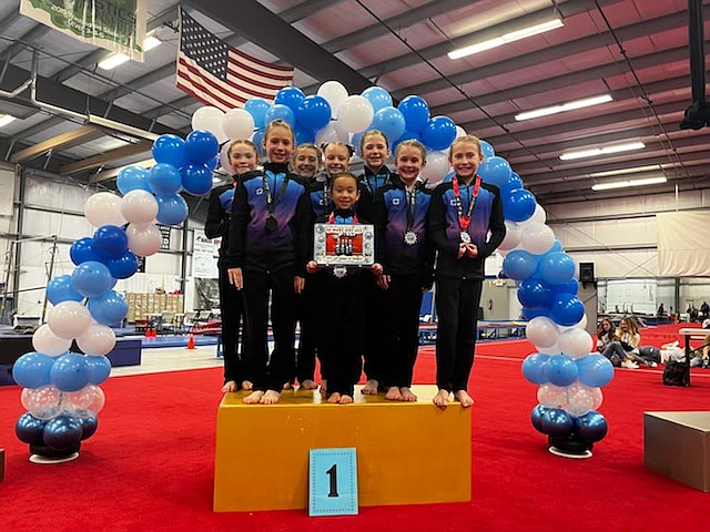 Courtesy photo
Some other members of the GEMS Athletic Club silver level team competed at the Winter Spirit gymnastics meet Jan. 7-8 in Clarkston, Wash. In the front row from left are Carsyn Horsley, Kona Hice, Olivia Kiser and Baylee Mathews; and back row from left, Kallyn O'Brien, Lois Chesley, Hunter Bangs and Hadley Bertsch.