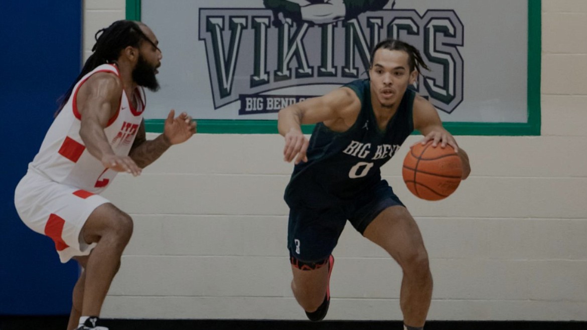 Big Bend guard Karon Sears led the Vikings in both scoring (27) and rebounds (10) in the loss to Yakima Valley on Saturday.