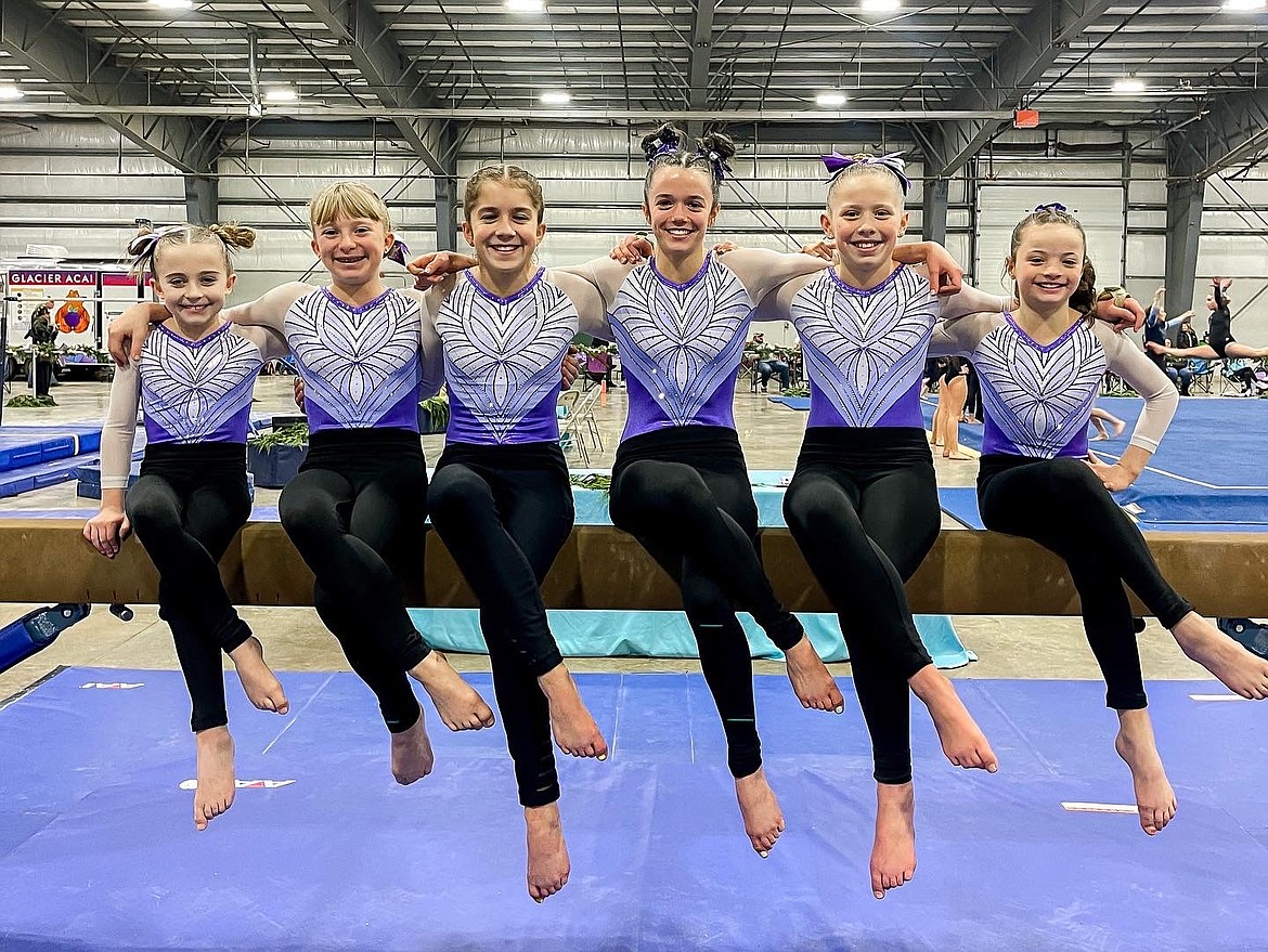 Courtesy photo
Avant Coeur Gymnastics Level 6s take 2nd Place Team at the Glacier Challenge in Kalispell, Mont. From left are Sydney Traub, Jadyn Jell, Lexie Gersdorf, Kate Mauch, Summer Nelson and Piper Durham.