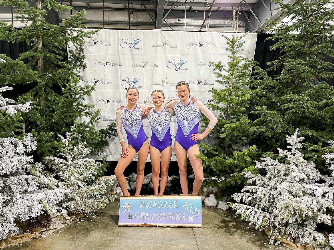 Courtesy photo
Avant Coeur Gymnastics Xcel Platinums at the Glacier Challenge in Kalispell, Mont. From left are Julianna Bonacci, Madi Jereczek and Mikaela Krell.