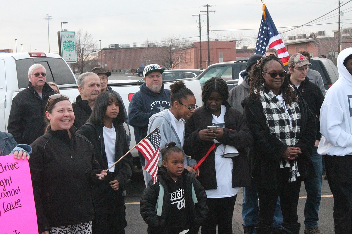 A diverse group gathered at the Surf ‘n Slide Water Park to begin the march celebrating Martin Luther King Jr. Day Monday.