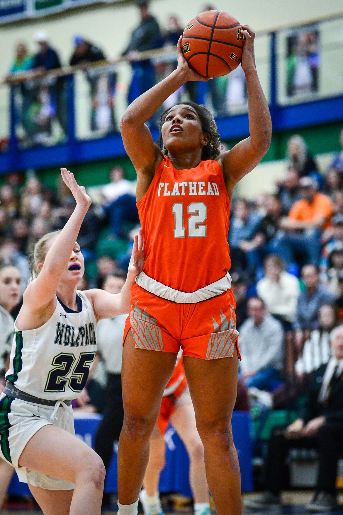 Flathead's Akilah Kubi (12) looks to shoot in the second half during crosstown basketball at Glacier High School on Friday, Jan. 20. (Casey Kreider/Daily Inter Lake)