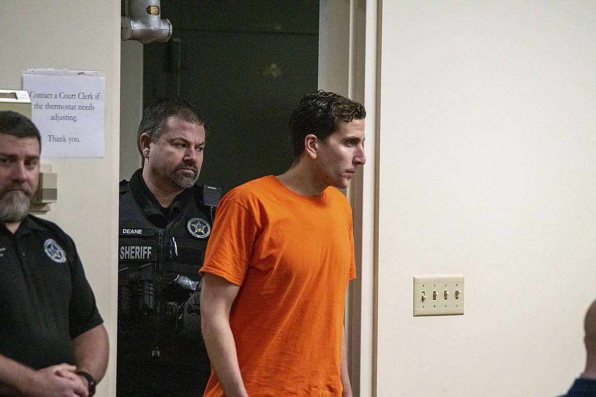 Bryan Kohberger enters a courtroom in Moscow, Idaho on Thursday, Jan. 12, 2023, for a status hearing. The accused murderer waived his right to a quick preliminary hearing and will appear in court again on June 26. (Kai Eiselein/New York Post via AP, Pool)