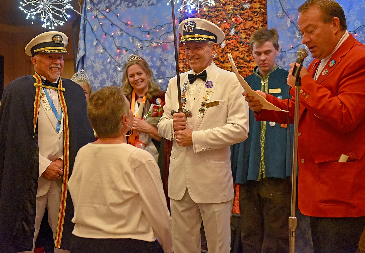 Chris Zignego is crowned LXIV Queen of the Snows alongside King Ullr Doug Zignego at the Whitefish Winter Carnival Coronation on Saturday, Jan. 14 at the O’Shaughnessy Center in Whitefish. (Whitney England/Whitefish Pilot)