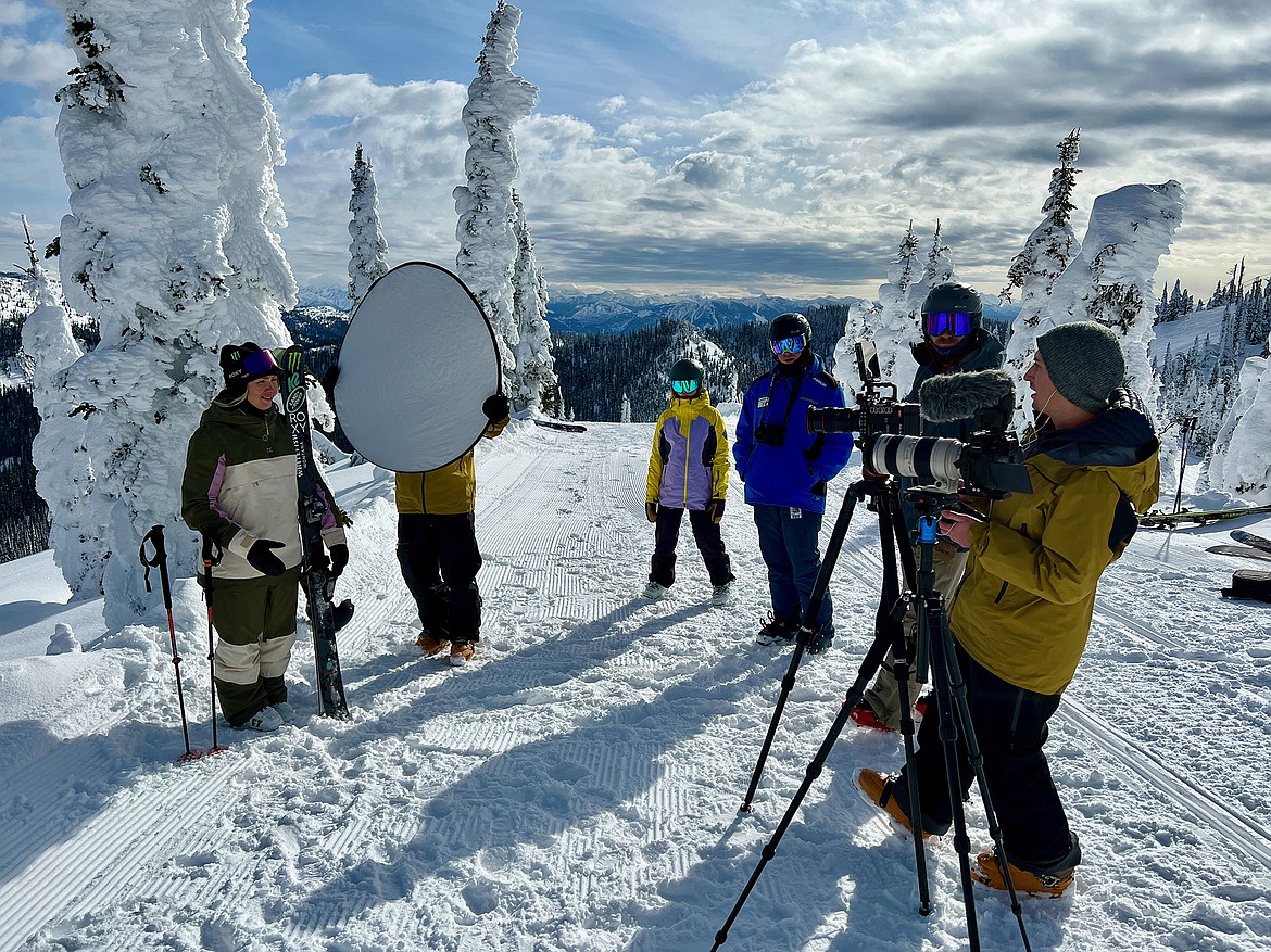 Behind the scenes filming Whitefish's Maggie Voisin's interview for the short film, "75 Years". (Photo courtesy of Brian Schott)