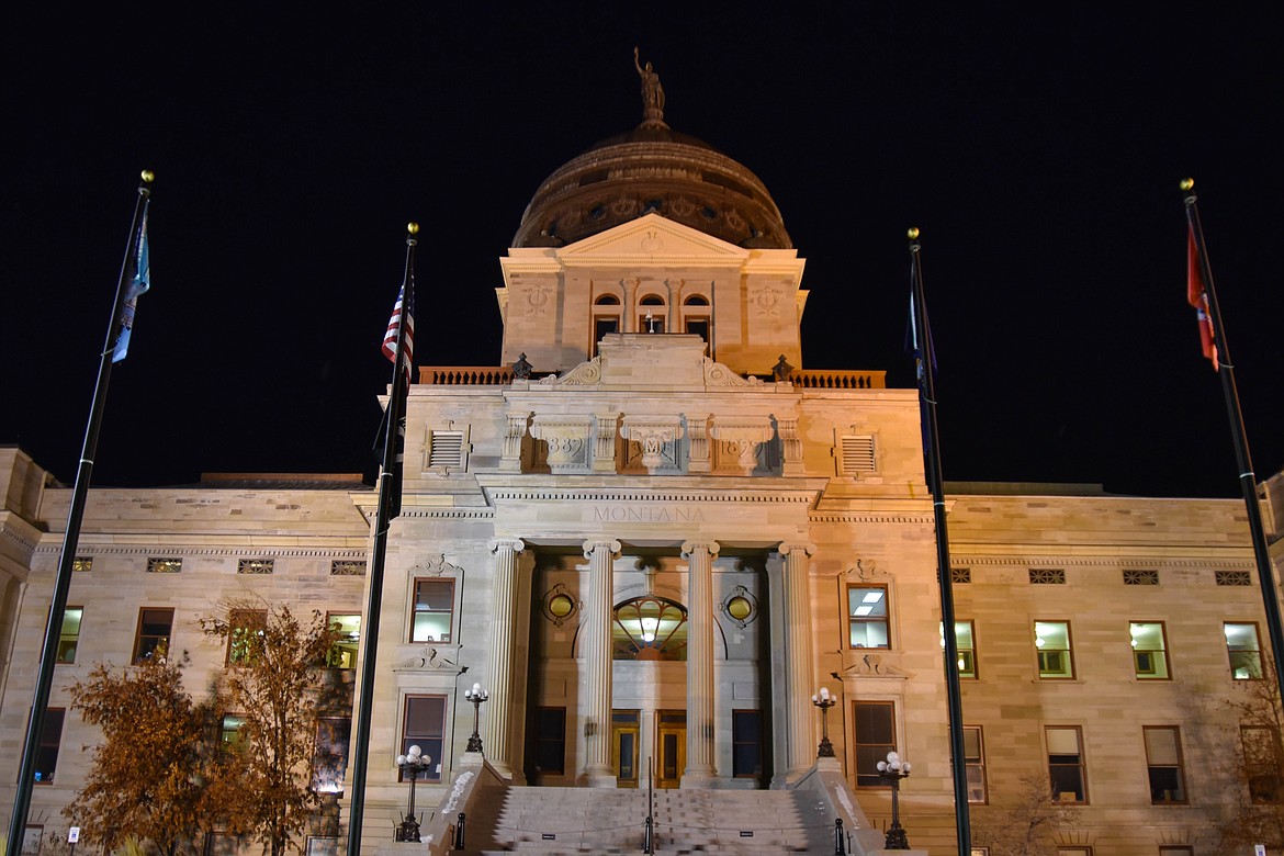 The Montana State Capitol is seen at night on Jan. 19, 2023. (Kate Heston/Daily Inter Lake)