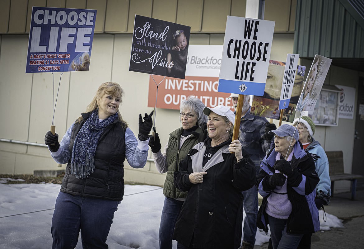 Participants in the March for Life rally walk down Main Street in Thompson Falls. (Tracy Scott/Valley Press)