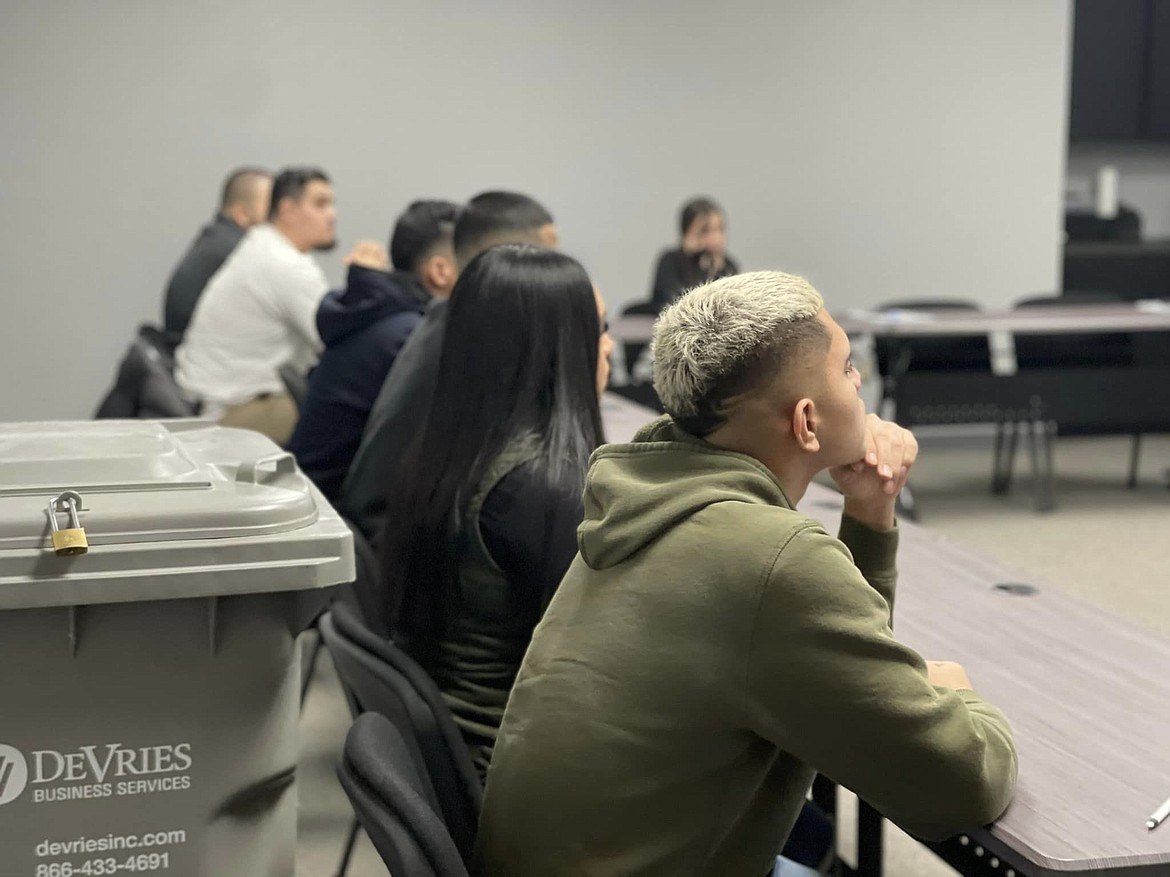 Attendees listen to a presentation at a recent seminar held by the Othello Police Department to help those considering a career in law enforcement navigate the application process. OPD Chief Phil Schenck said the seminars have produced a good result thus far and may help the department address recruiting challenges facing law enforcement agencies across the state.