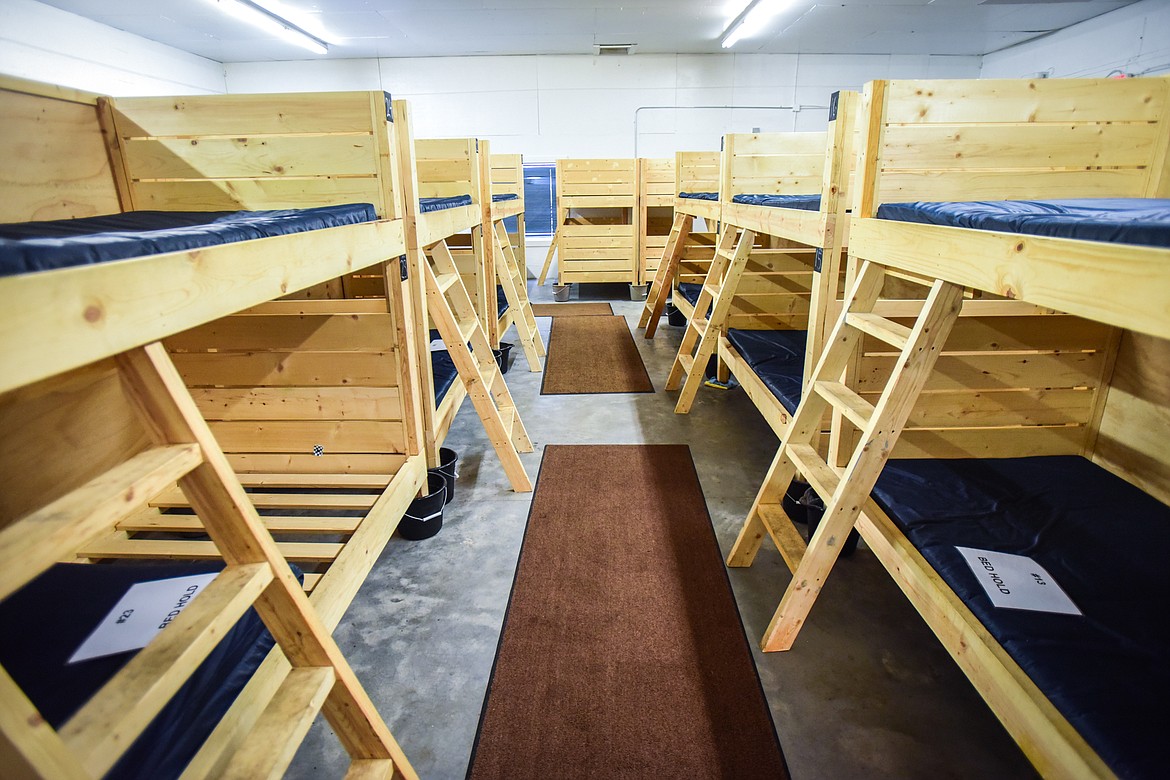 Bunk beds inside the Flathead Warming Center on North Meridian Road in Kalispell on Tuesday, Jan. 24. (Casey Kreider/Daily Inter Lake)