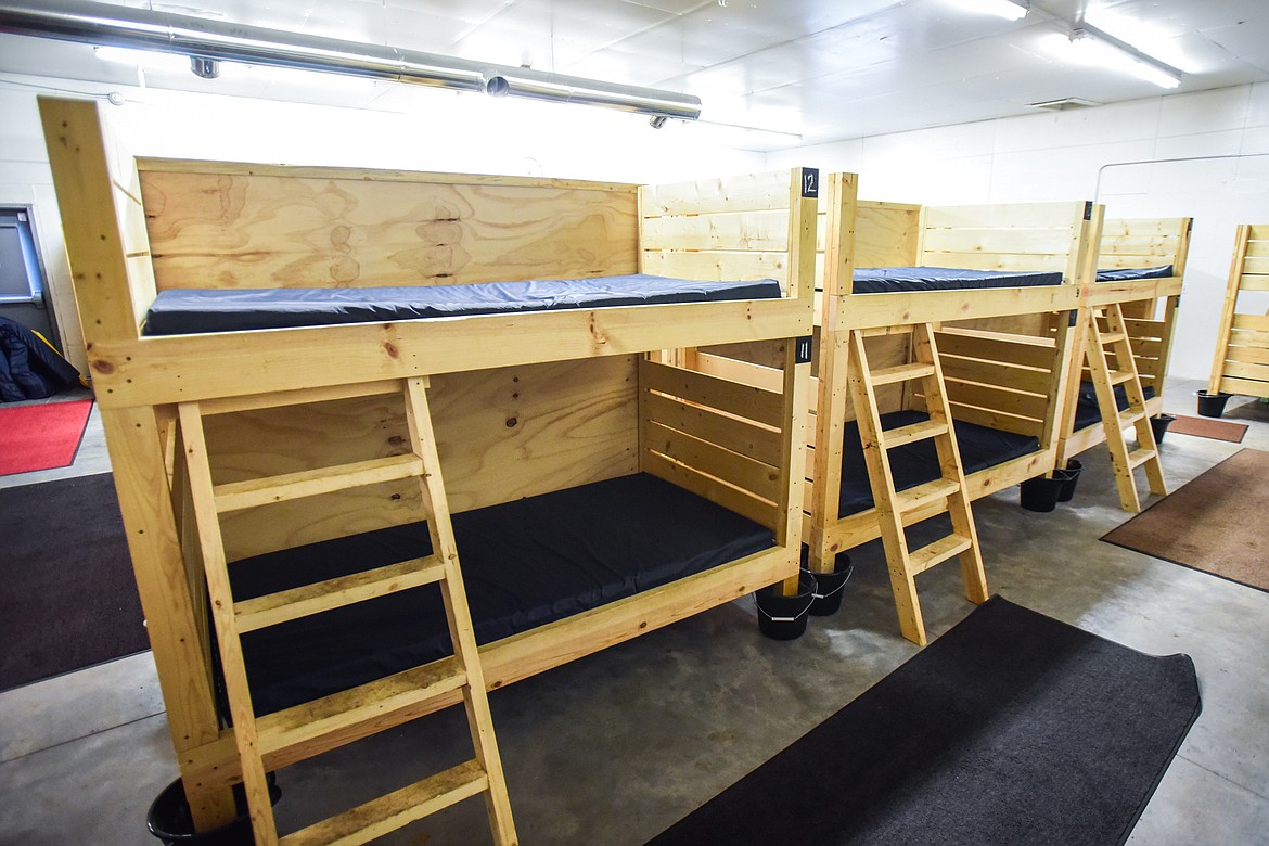 Bunk beds inside the Flathead Warming Center on North Meridian Road in Kalispell on Tuesday, Jan. 24. (Casey Kreider/Daily Inter Lake)