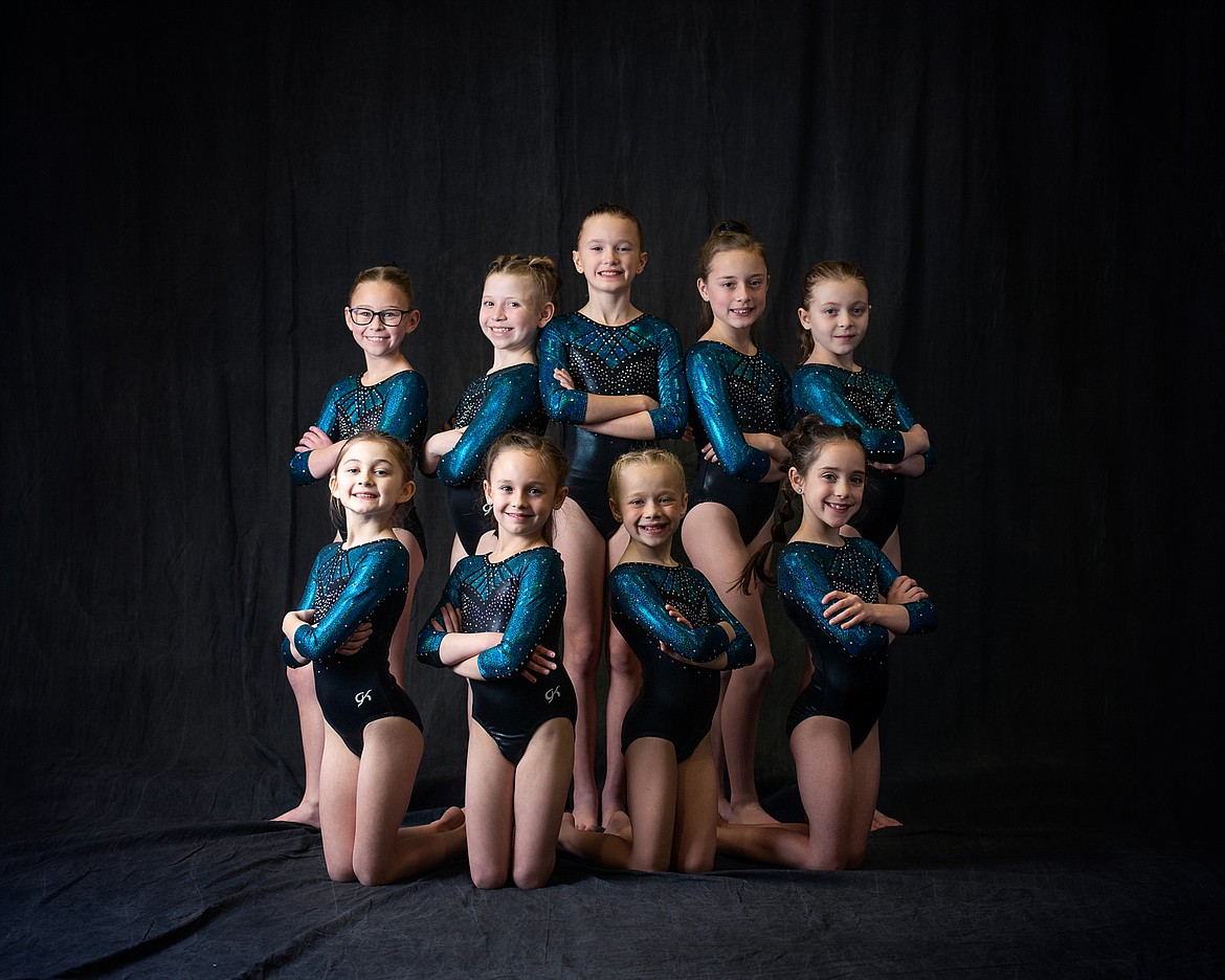 Courtesy photo
Technique Gymnastics Level 3s took 3rd Place Team at The Glacier Challenge last weekend in Kalispell, Mont. In the front row from left are Brooklyn Adams, Carina Dowiak, Brylee Mello and Larkin Tamagni; and back row from left, Katelynn Montandon, Stella Casey, Keeley Howard, Bella Nivison and Avalee Wargi.