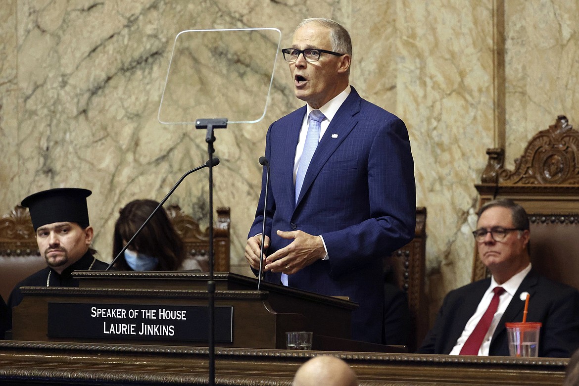 Washington Gov. Jay Inslee delivering his State of the State Address on Jan. 10.