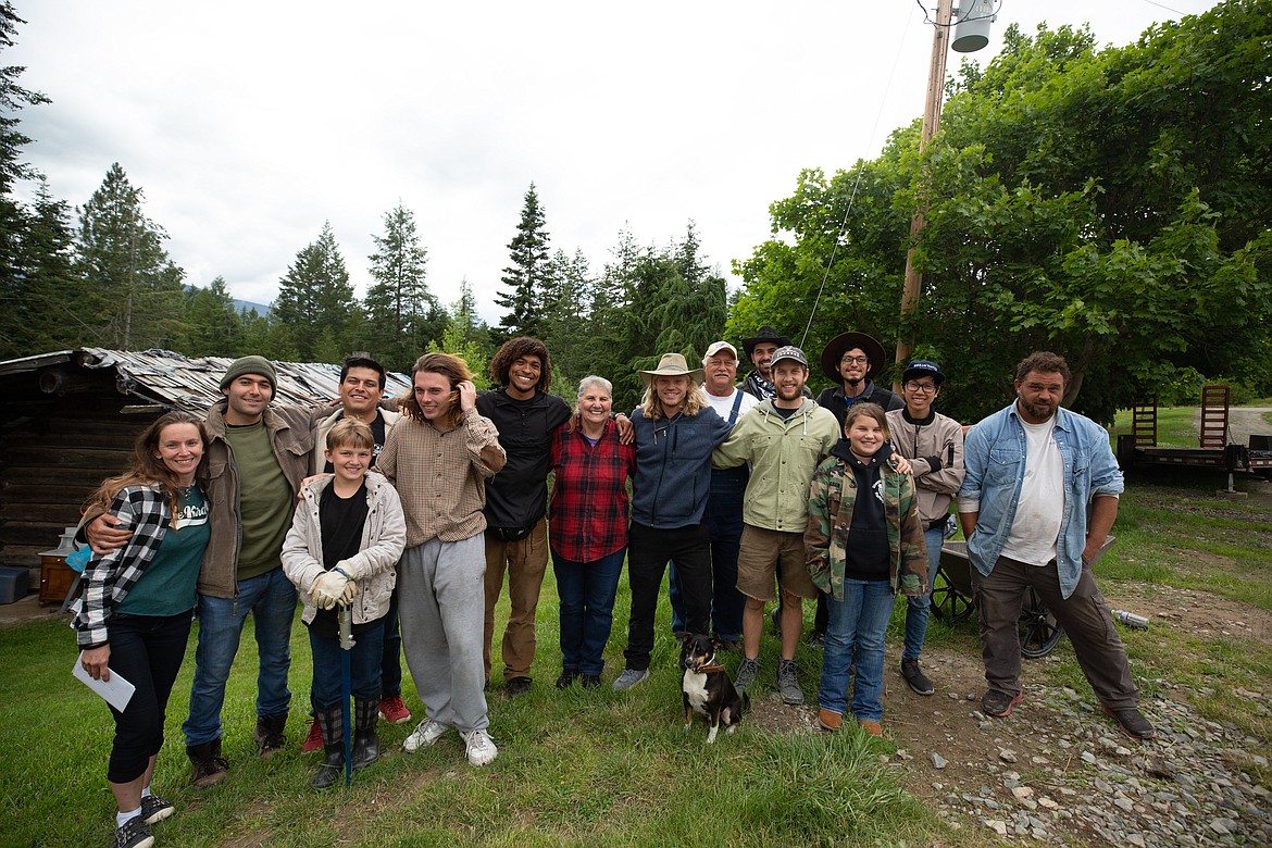 The cast and crew of "Karma Bums" pose for a group photo during filming.