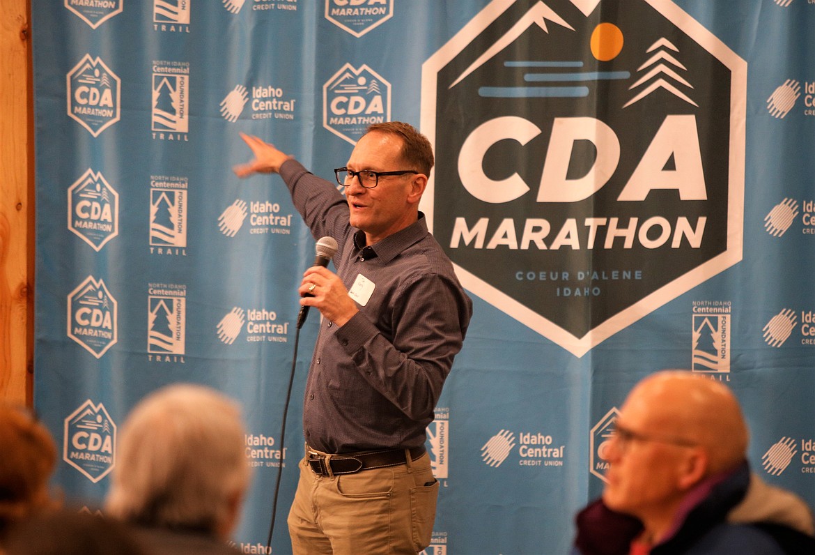Tim Keaty, North Idaho Centennial Trail Foundation president and board member, speaks during the foundation's annual meeting at Vantage Point Brewing Company on Thursday.
