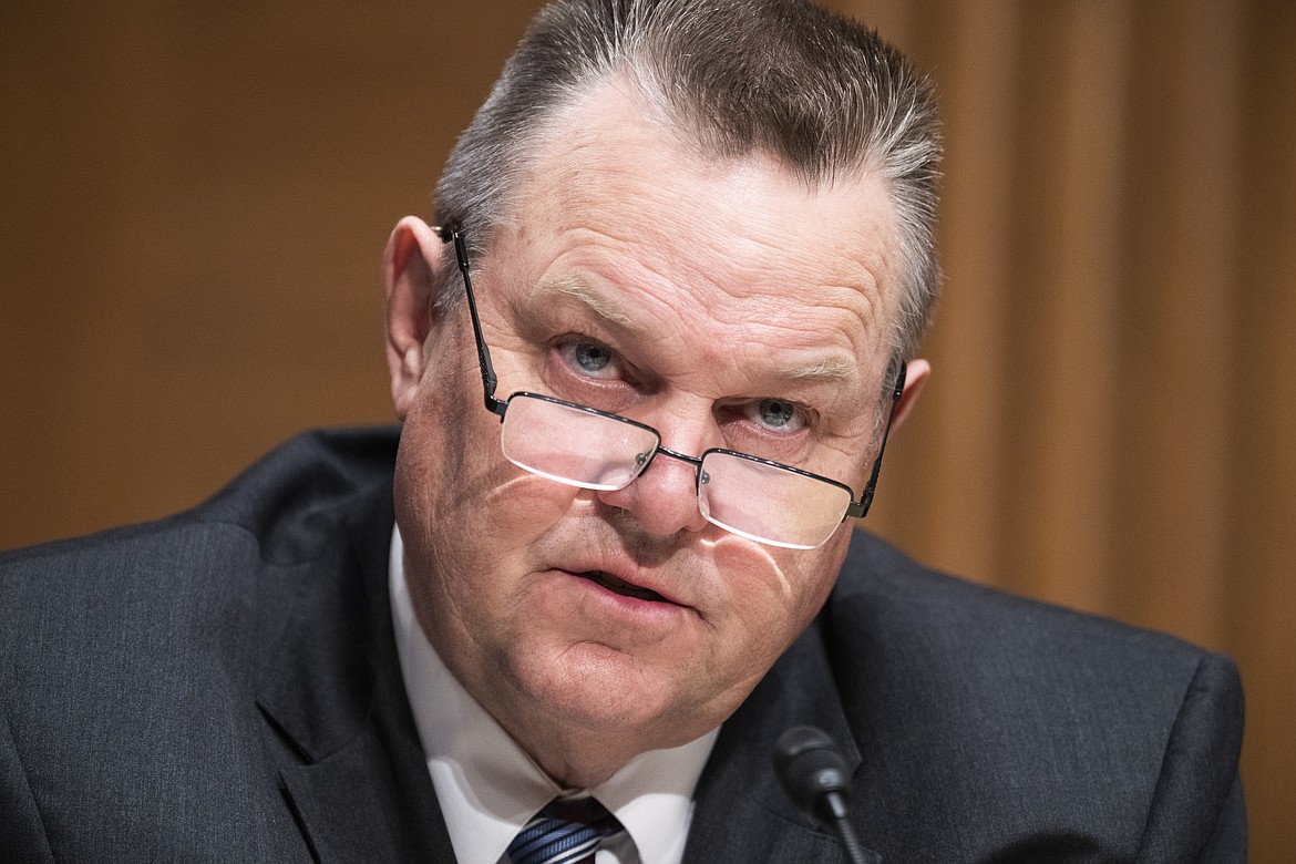 Sen. Jon Tester, D-Mont., questions Treasury Secretary Janet Yellen as she testifies before the Senate Banking, Housing, and Urban Affairs Committee hearing, Tuesday, May 10, 2022, on Capitol Hill in Washington. (Tom Williams/AP FILE)